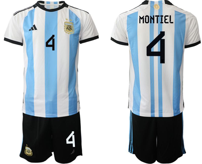 Men 2022 World Cup National Team Argentina home white #4 Soccer Jerseys